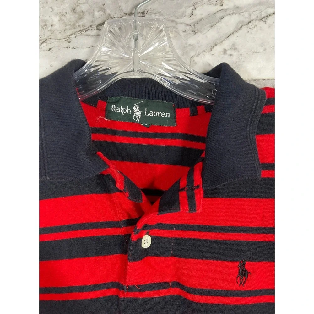 Ralph Lauren Men's Small Classic Red & Black Striped Polo Shirt Short Sleeve